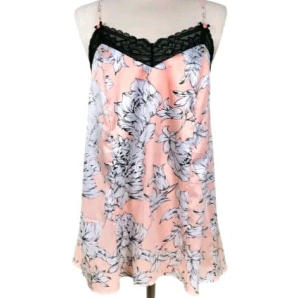 Cacique Lingerie Babydoll Chemise Nightgown Size 18/20 Pink Floral Lace Trim